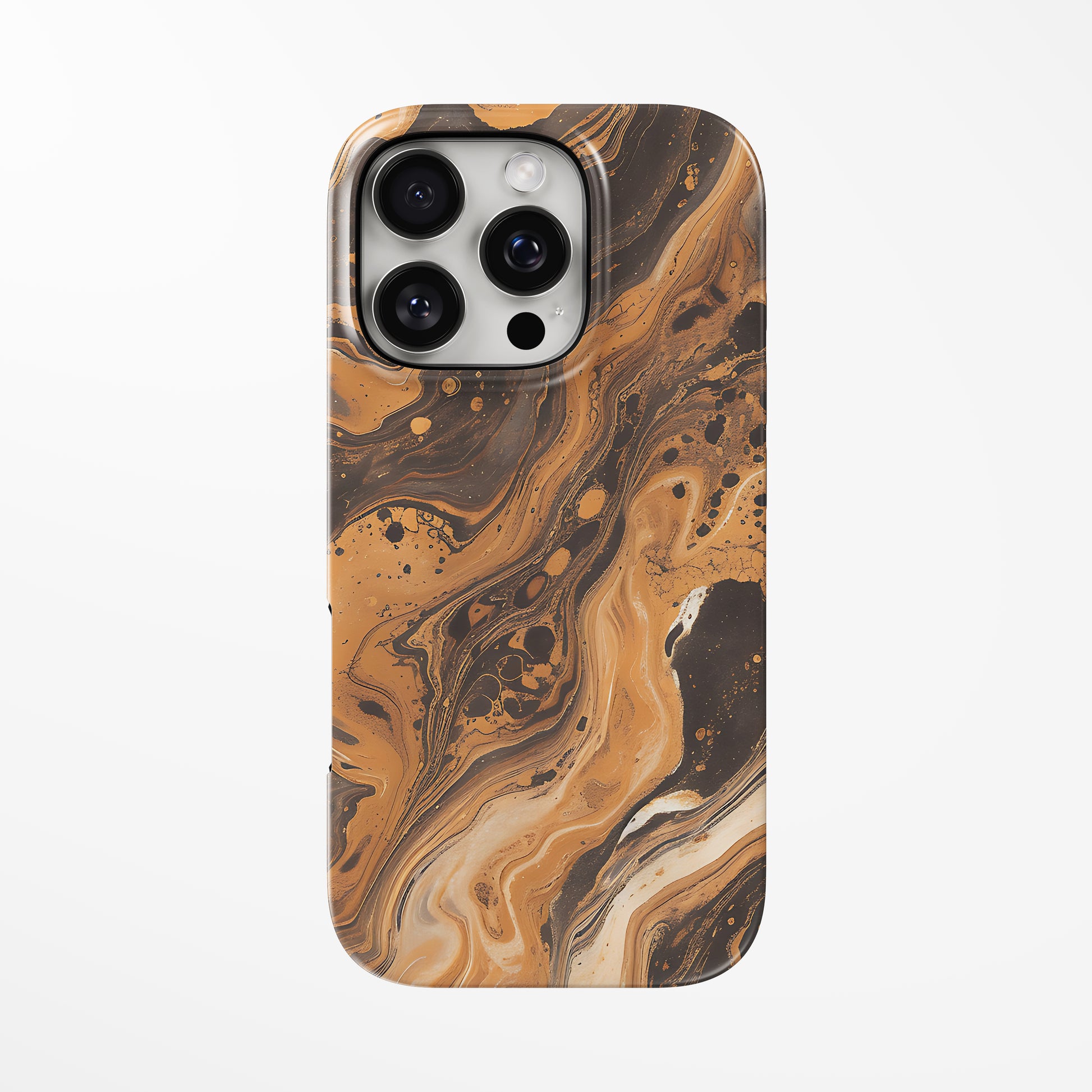 Front view of light-brown; brown Bronze Flow MagSafe iPhone Tough Case by Marivor