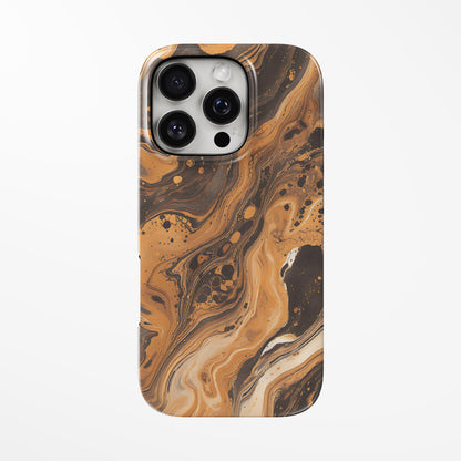 Front view of light-brown; brown Bronze Flow MagSafe iPhone Tough Case by Marivor