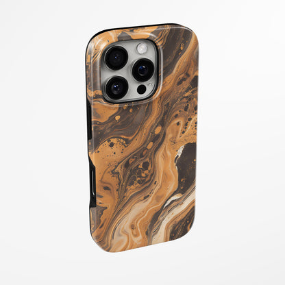 Side view of shell cover with design of  Bronze Flow Magsafe Iphone Tough Case by Marivor