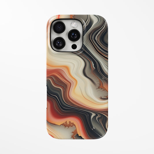 Front view of multicolor Bronze Horizon MagSafe Tough iPhone Case by Marivor