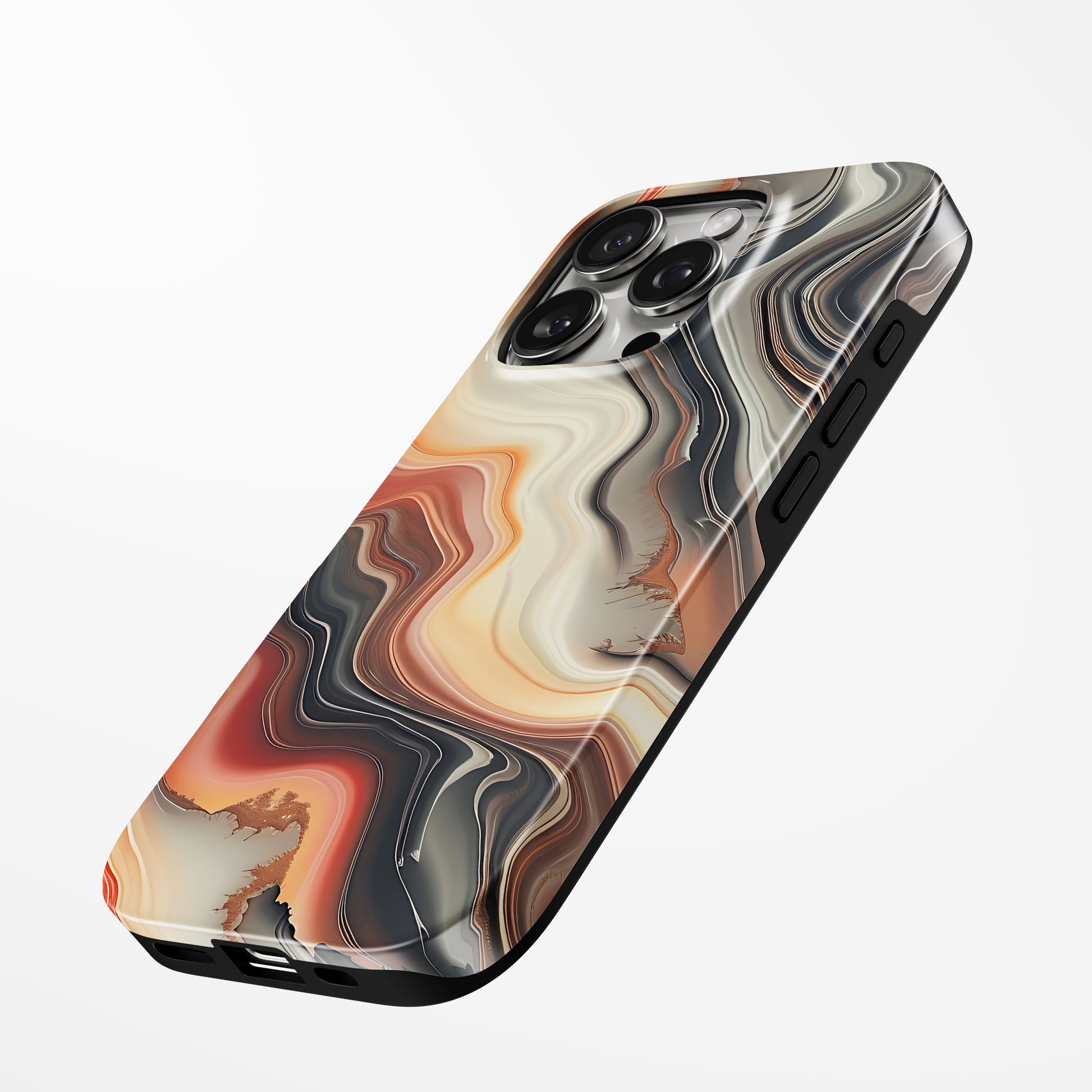 Charging port and volume up/down buttons with  Bronze Horizon Magsafe Tough Iphone Case by Marivor