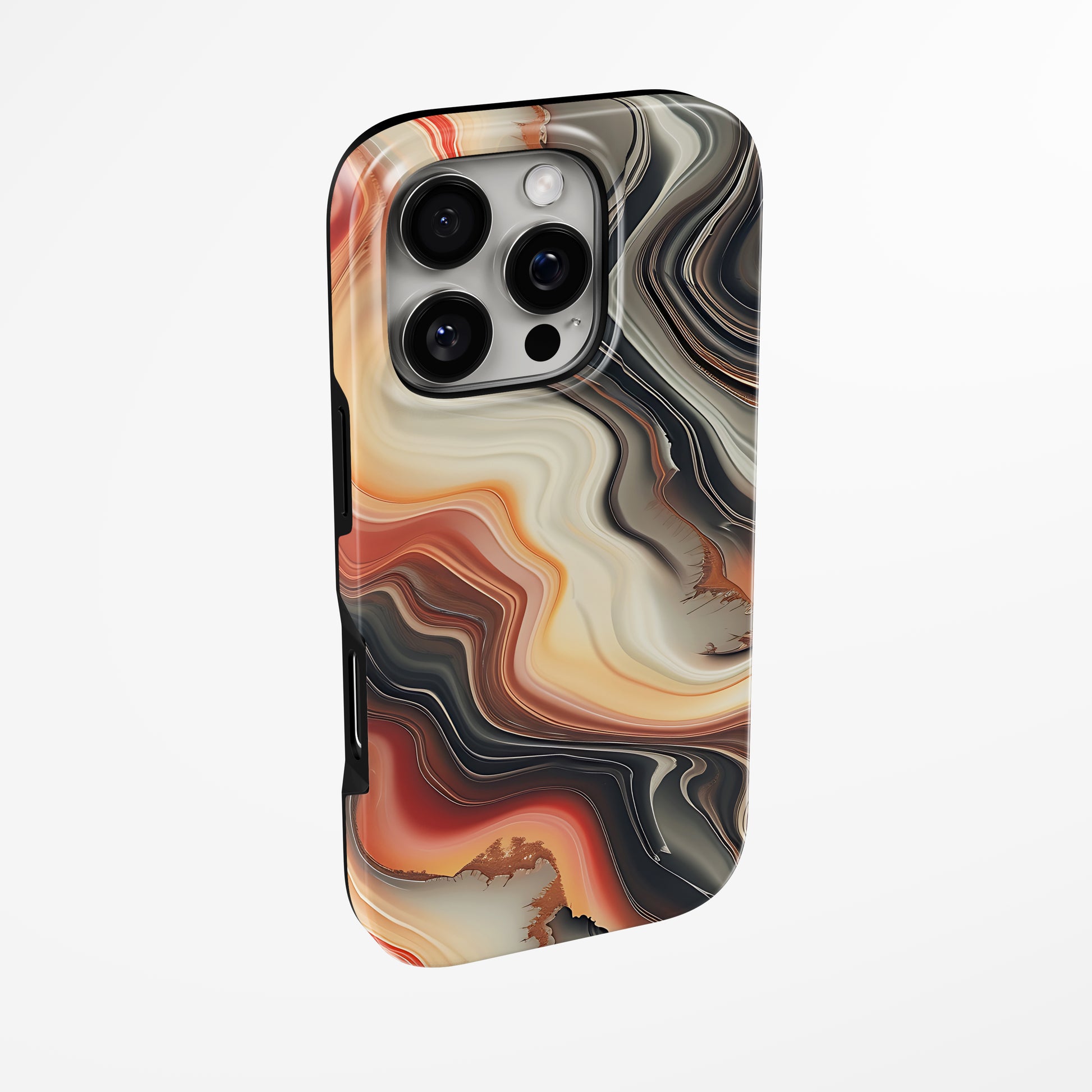 Side view of shell cover with design of  Bronze Horizon Magsafe Tough Iphone Case by Marivor