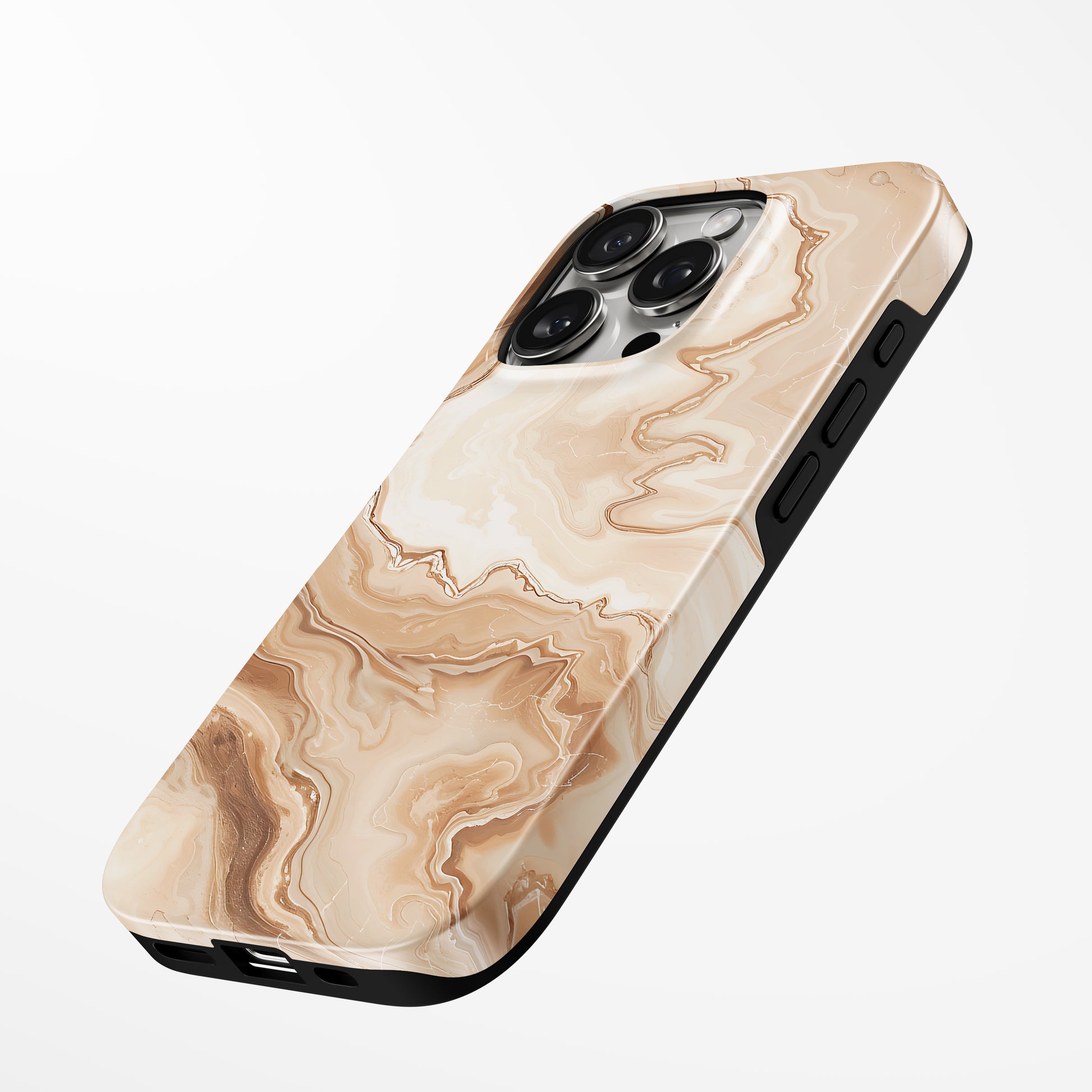 Charging port and volume up/down buttons with  Caramel Swirl Magsafe Iphone Tough Case by Marivor