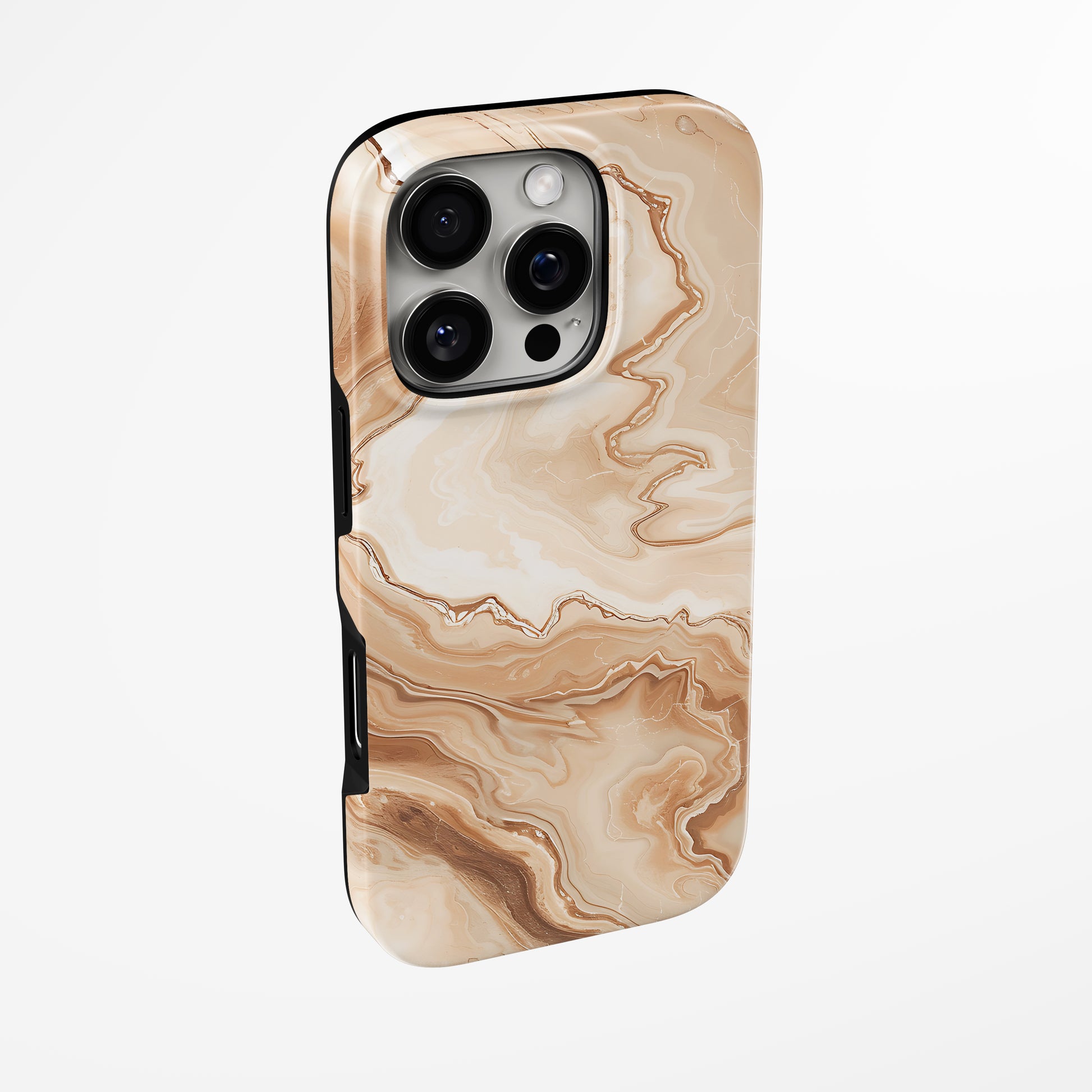 Side view of shell cover with design of  Caramel Swirl Magsafe Iphone Tough Case by Marivor