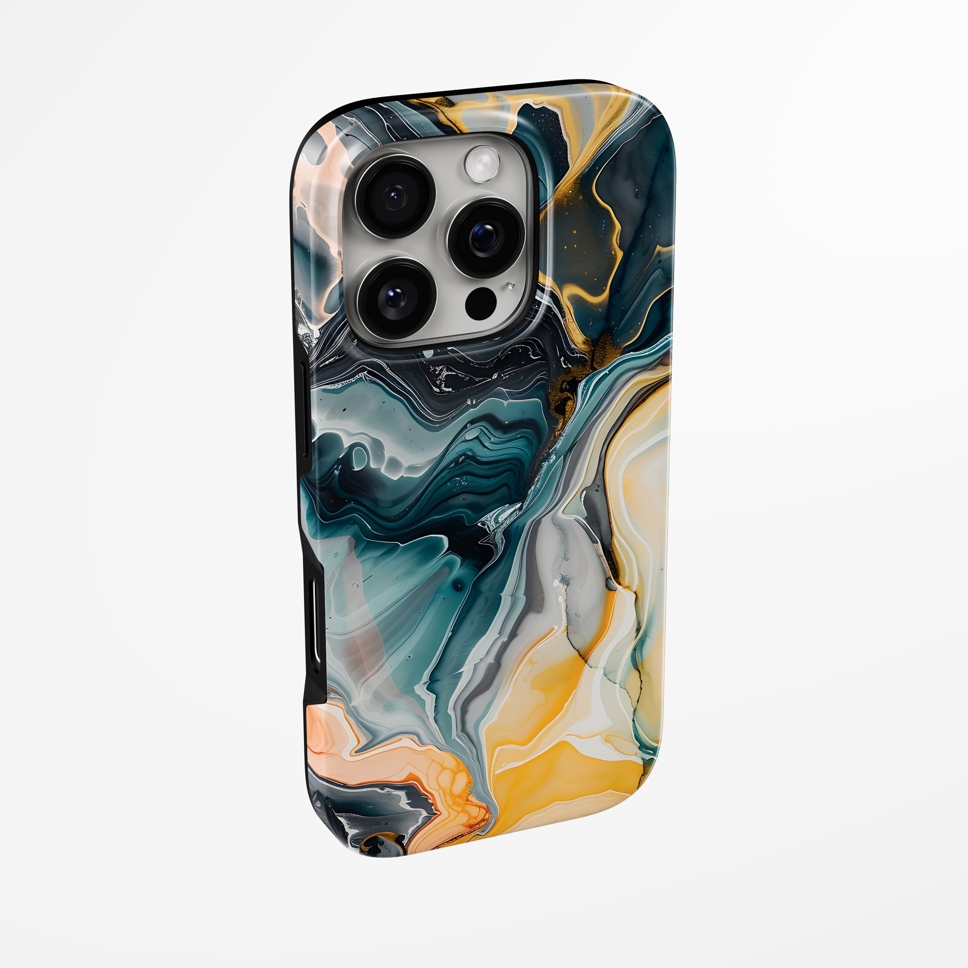 Side view of shell cover with design of  Charcoal Ember Magsafe Tough Iphone Case by Marivor