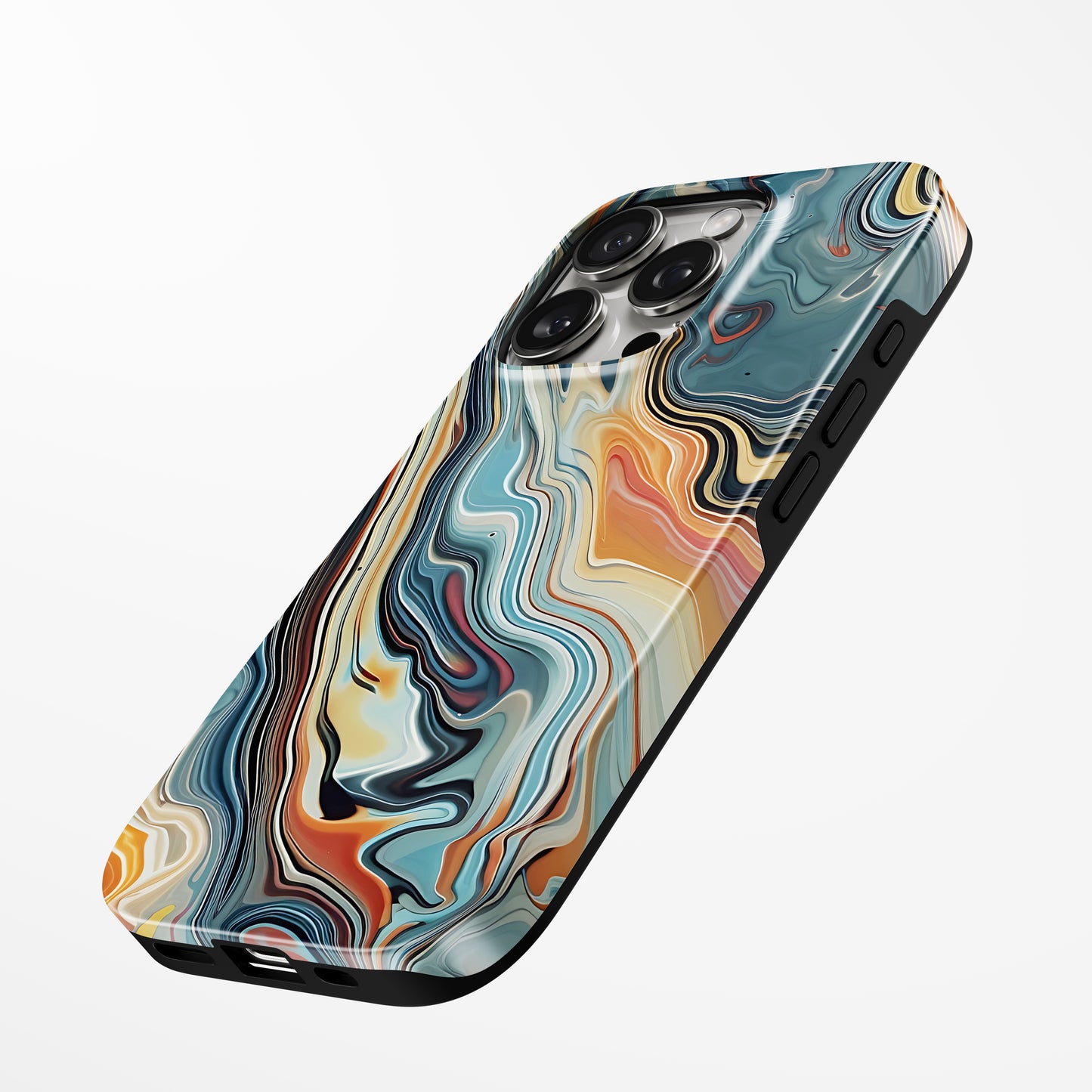 Charging port and volume up/down buttons with  Chromatic Surge Magsafe Tough Iphone Case by Marivor