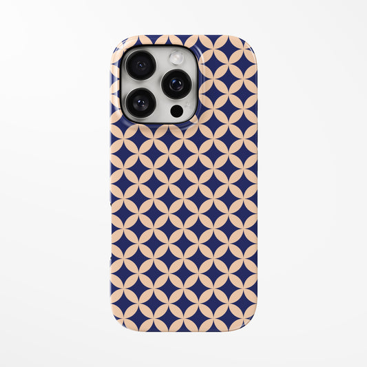 Front view of geometric; navy; light-brown Circle Tide MagSafe Tough iPhone Case by Marivor