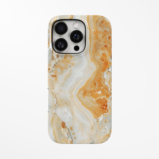 Front view of amber; orange; yellow Citrine Veil MagSafe Tough iPhone Case by Marivor