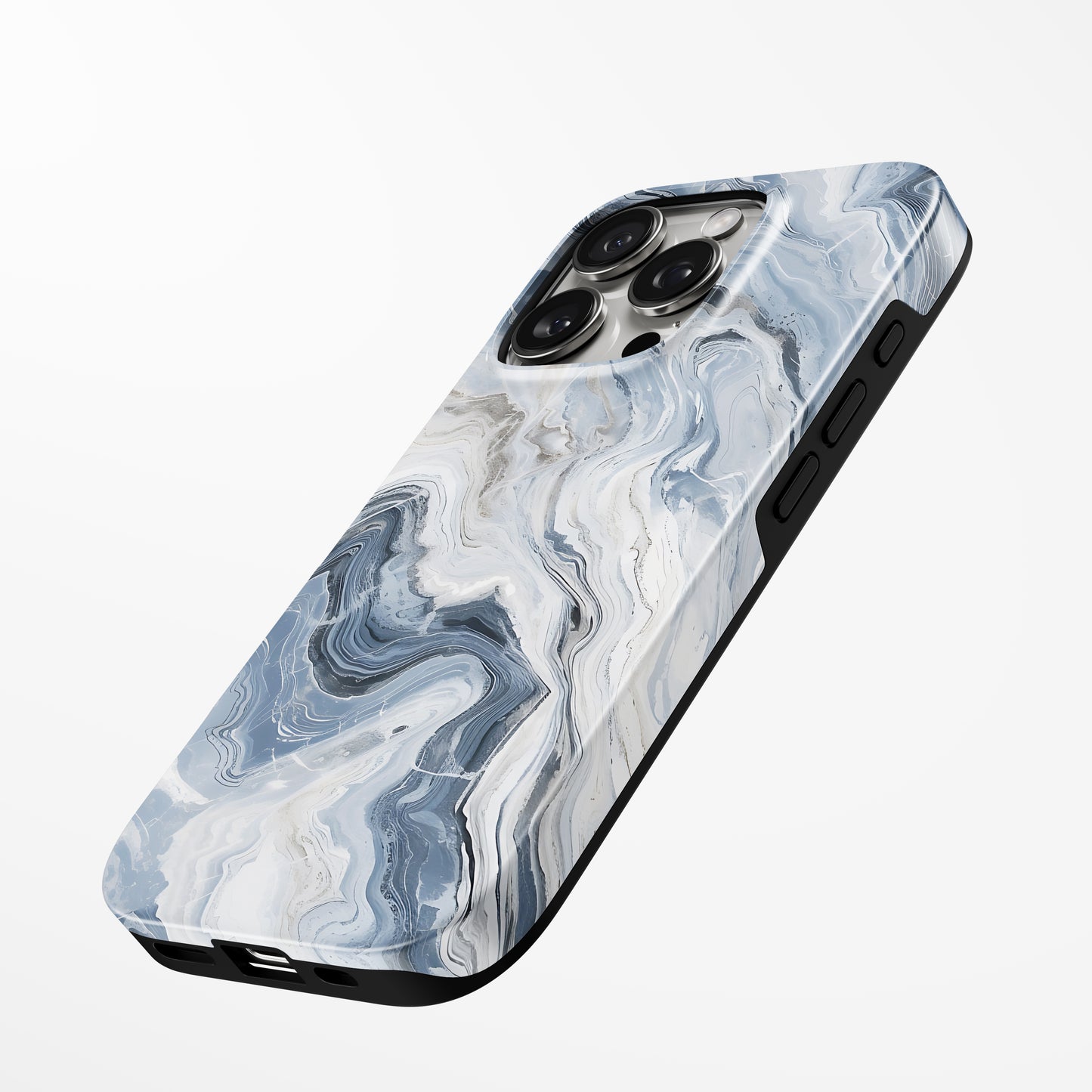 Side view of shell cover with design of  Cloudburst Marble Magsafe Tough Iphone Case by Marivor