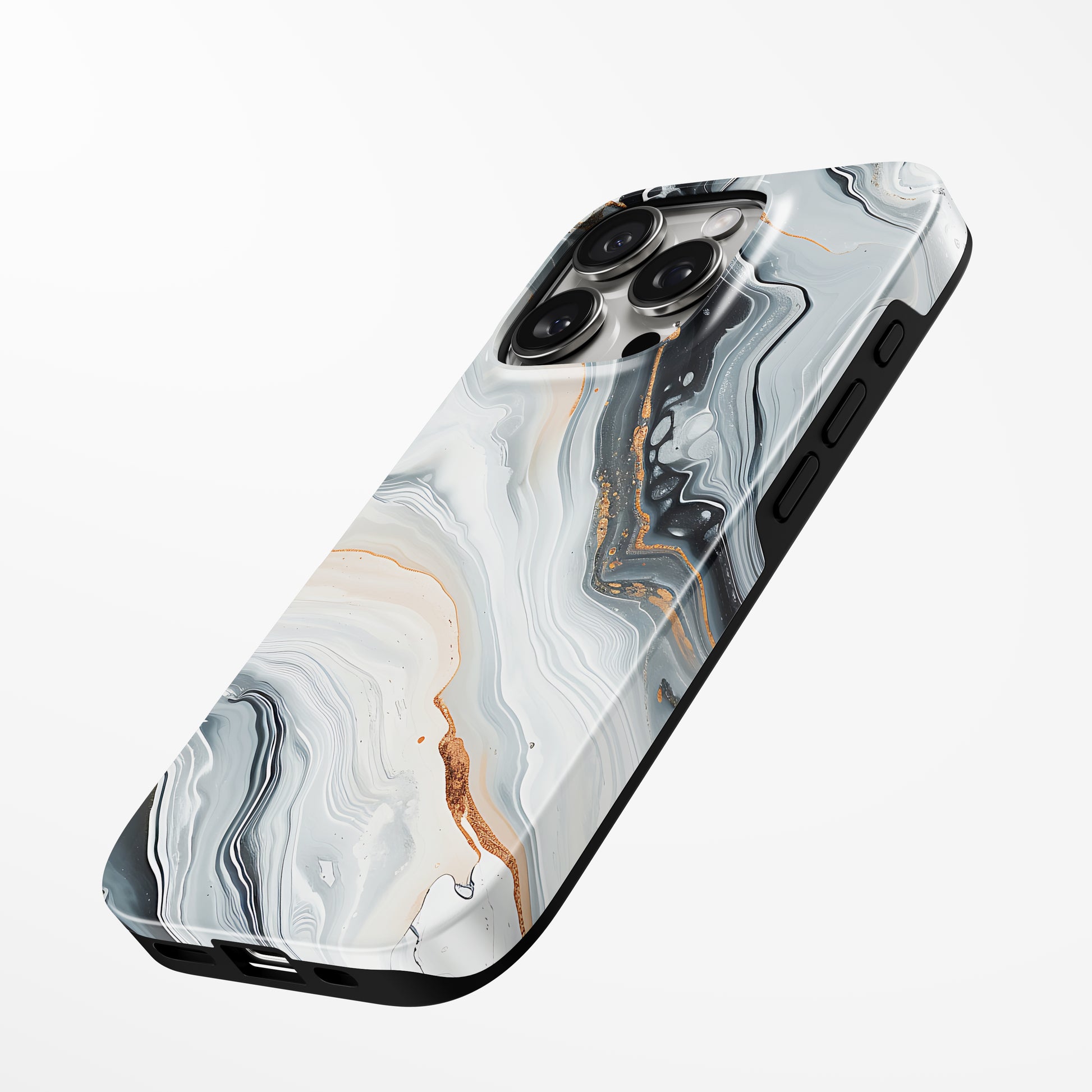 Charging port and volume up/down buttons with  Copper Vein Magsafe Iphone Tough Case by Marivor