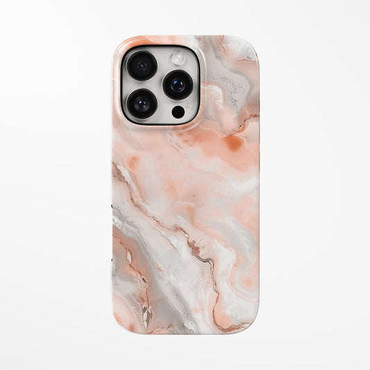 Front view of pink Coral Mist MagSafe iPhone Tough Case by Marivor