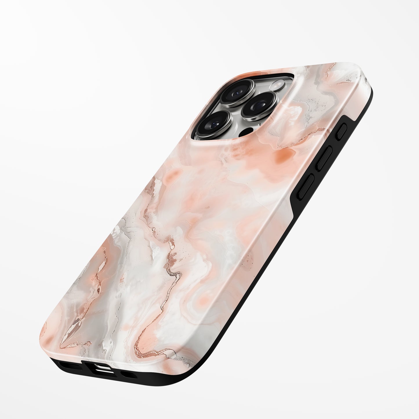Charging port and volume up/down buttons with  Coral Mist Magsafe Iphone Tough Case by Marivor