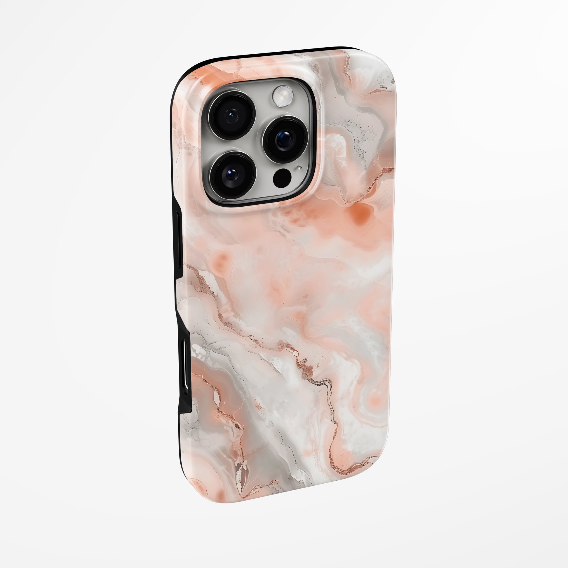 Side view of shell cover with design of  Coral Mist Magsafe Iphone Tough Case by Marivor
