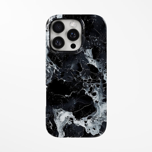 Front view of black Cosmic Surge MagSafe iPhone Tough Case by Marivor