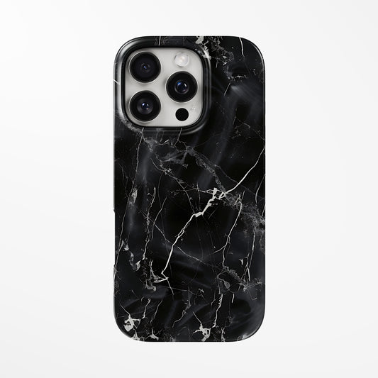 Front view of black Cosmic Veins MagSafe iPhone Tough Case by Marivor