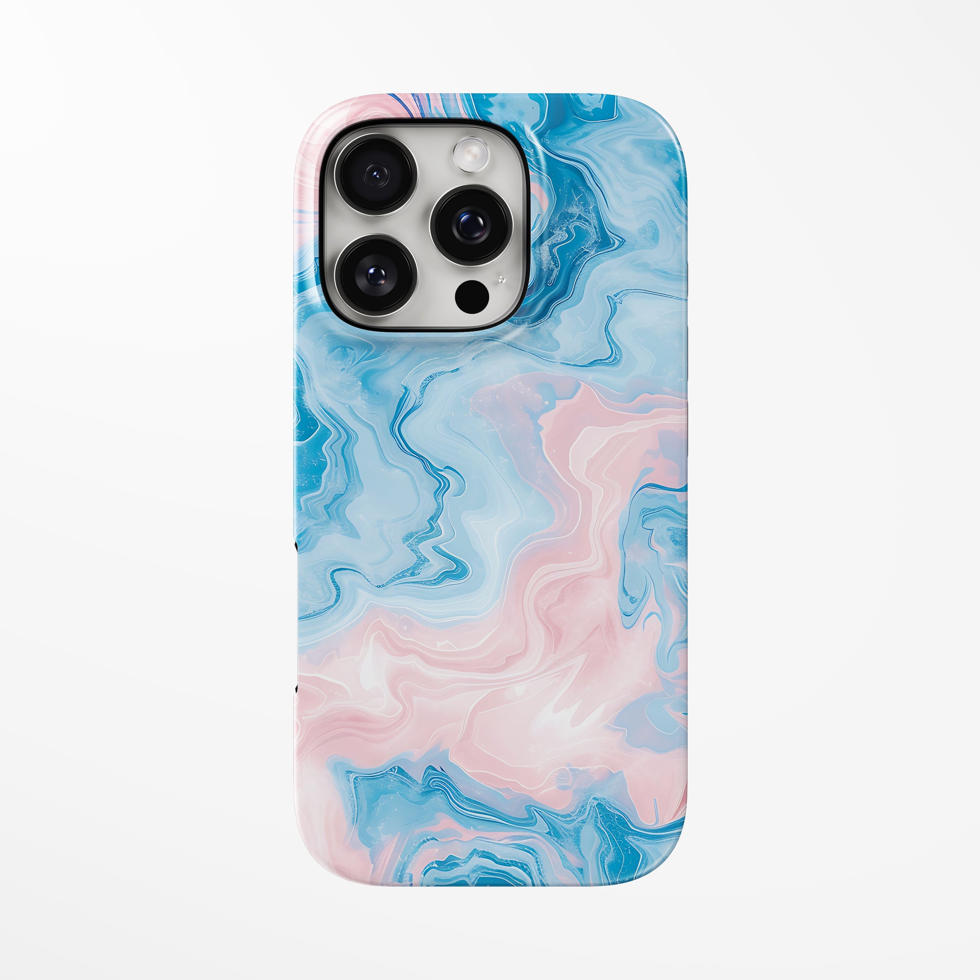 Front view of light-blue Cotton Candy Marble iPhone Tough Case by Marivor