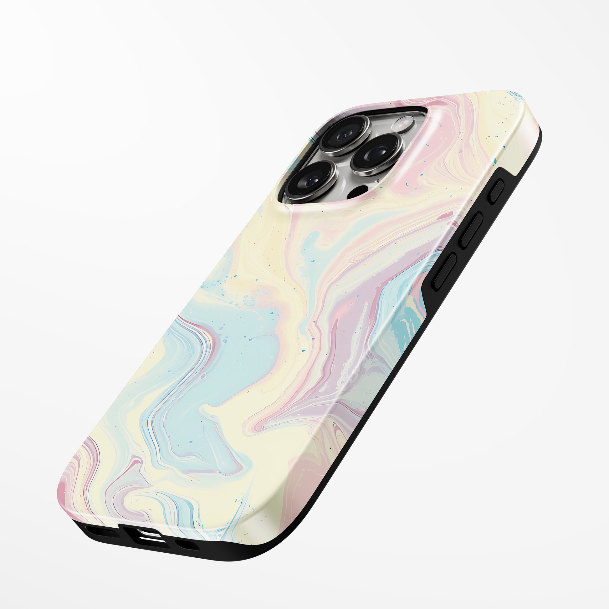 Charging port and volume up/down buttons with  Cotton Candy Swirl Magsafe Iphone Tough Case by Marivor