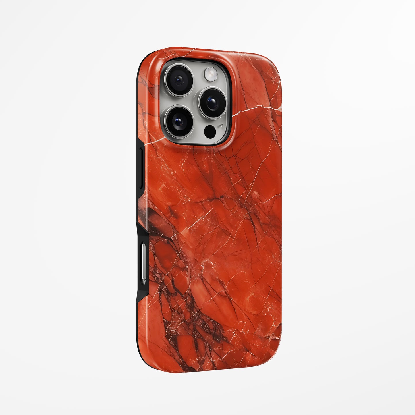 Unlock and capture buttons with  Crimson Ember Marble Iphone Tough Case by Marivor