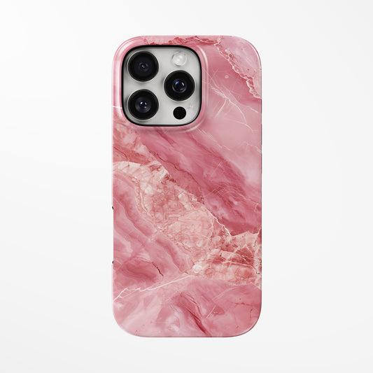 Front view of pink Crimson Quartz MagSafe iPhone Tough Case by Marivor