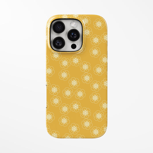 Front view of floral; yellow; white Daydream Daisy MagSafe iPhone Tough Case by Marivor