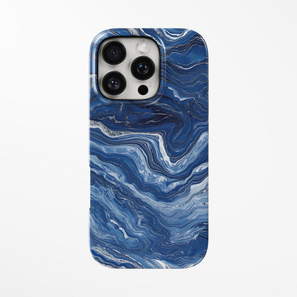 Front view of dark-blue Deep Blue Current MagSafe iPhone Tough Case by Marivor