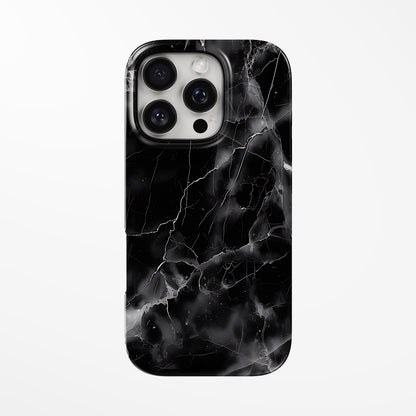 Front view of black Eclipse Vein MagSafe iPhone Tough Case by Marivor