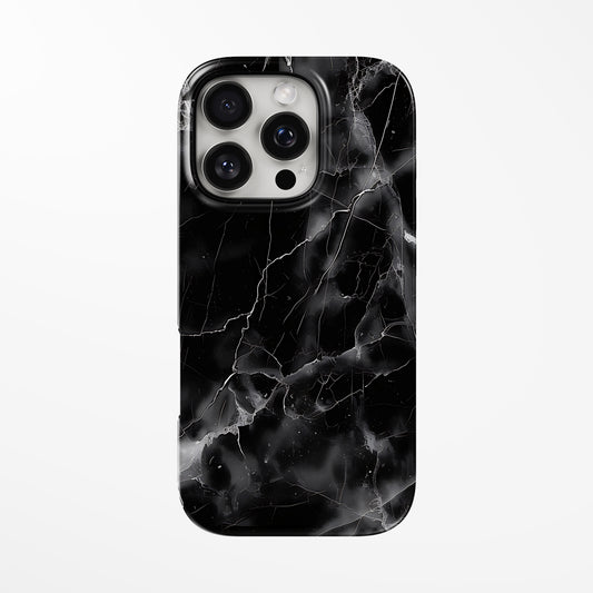 Front view of black Eclipse Vein MagSafe iPhone Tough Case by Marivor