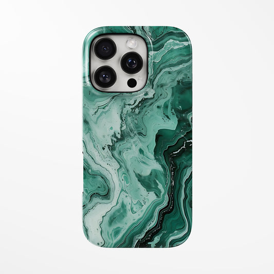 Front view of green Emerald Dream MagSafe Tough iPhone Case by Marivor