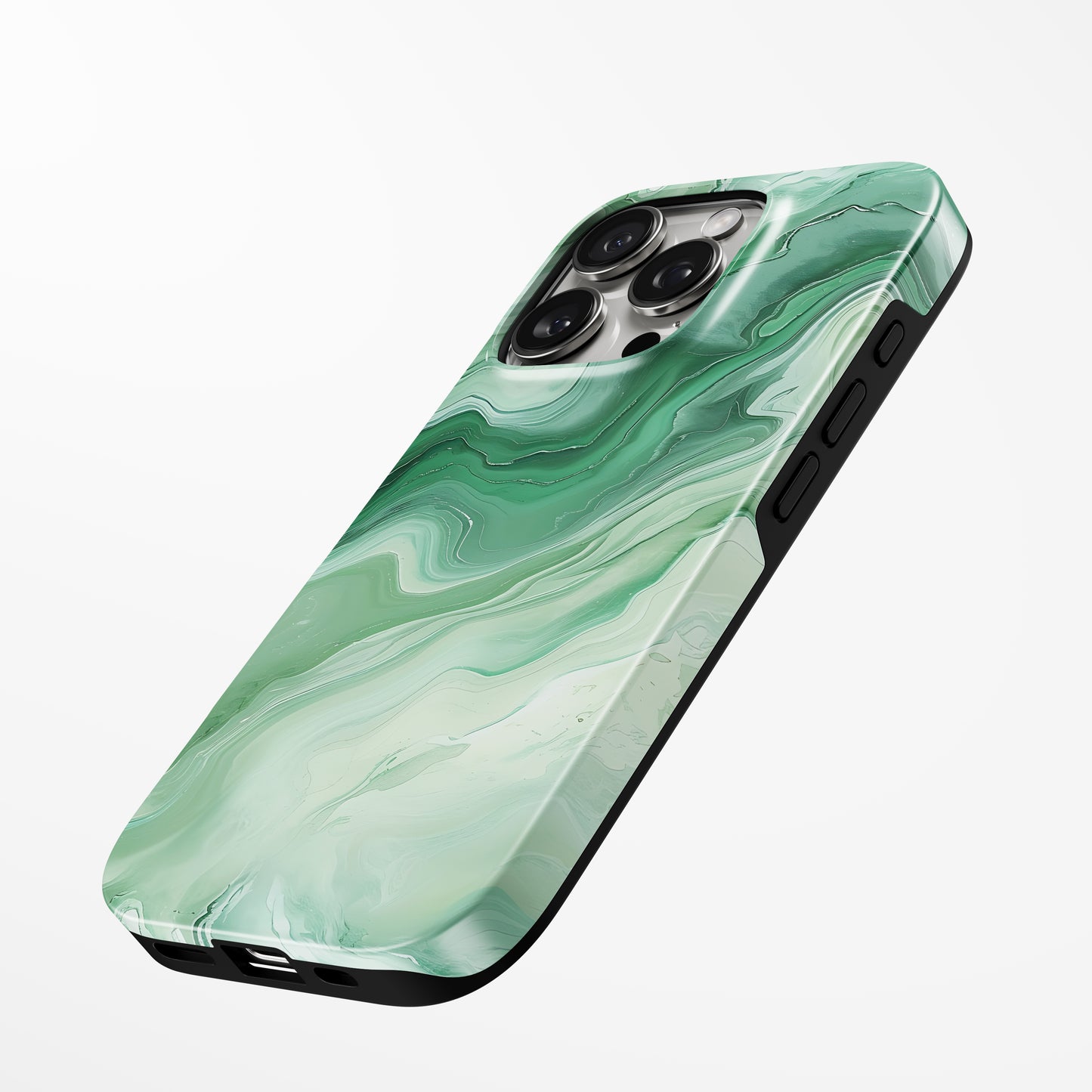 Charging port and volume up/down buttons with  Emerald Flow Magsafe Iphone Tough Case by Marivor