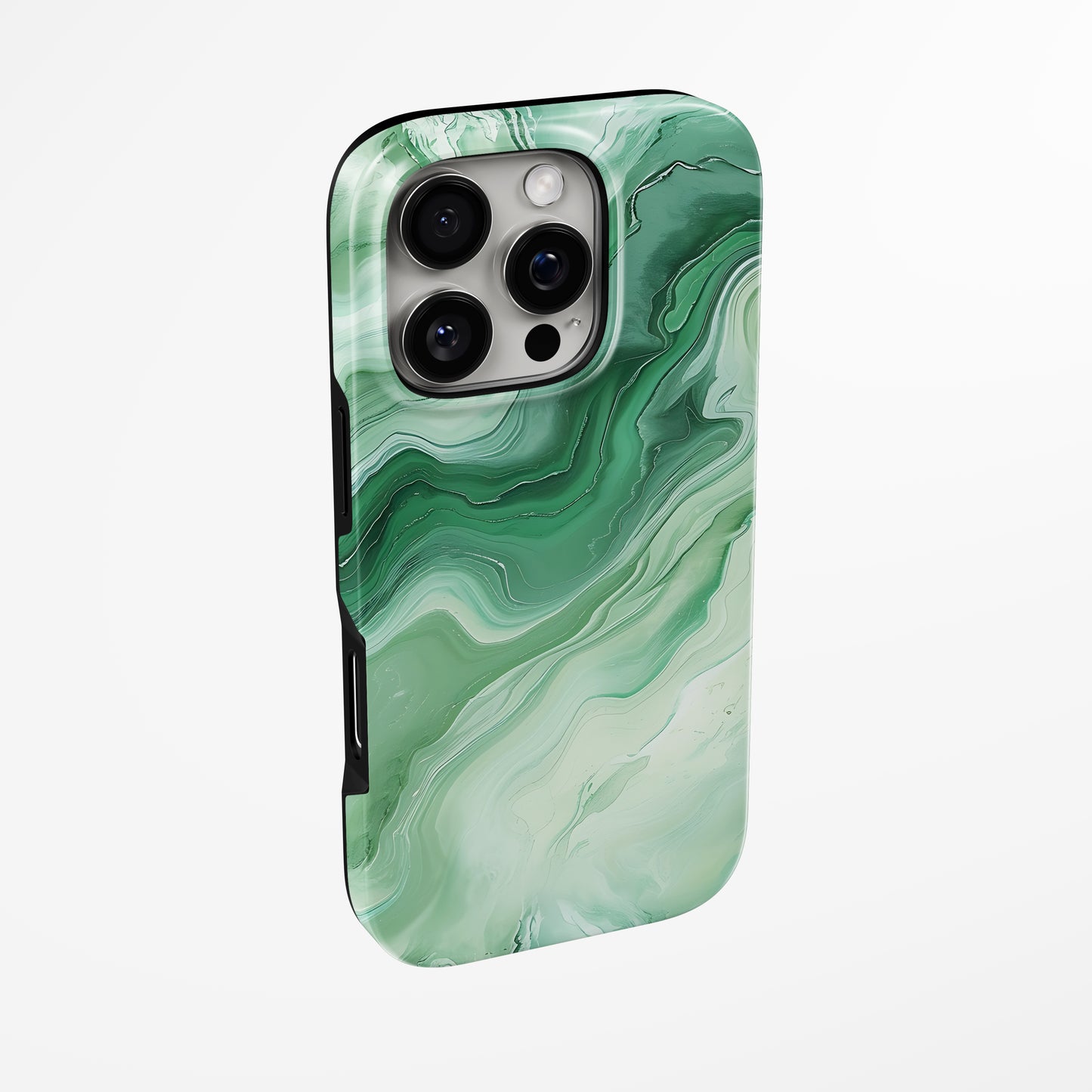 Side view of shell cover with design of  Emerald Flow Magsafe Iphone Tough Case by Marivor