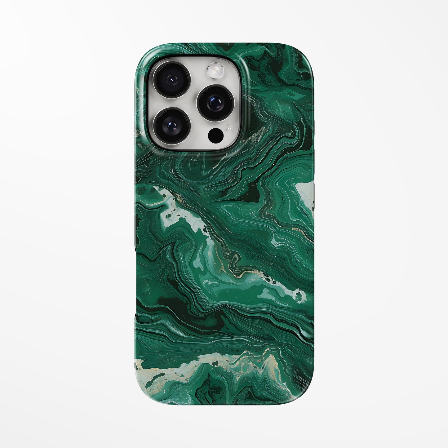 Front view of green Emerald Swirl Marble iPhone Tough Case by Marivor