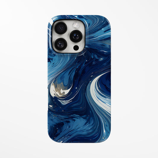 Front view of dark-blue Eternal Blue MagSafe Tough iPhone Case by Marivor