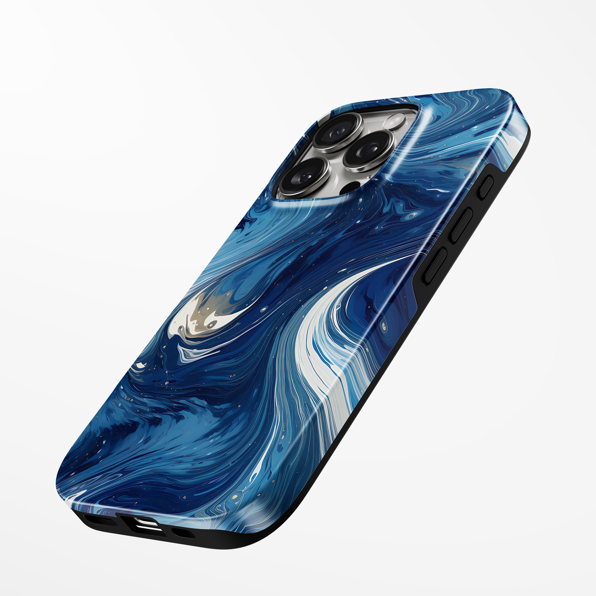 Charging port and volume up/down buttons with  Eternal Blue Magsafe Tough Iphone Case by Marivor