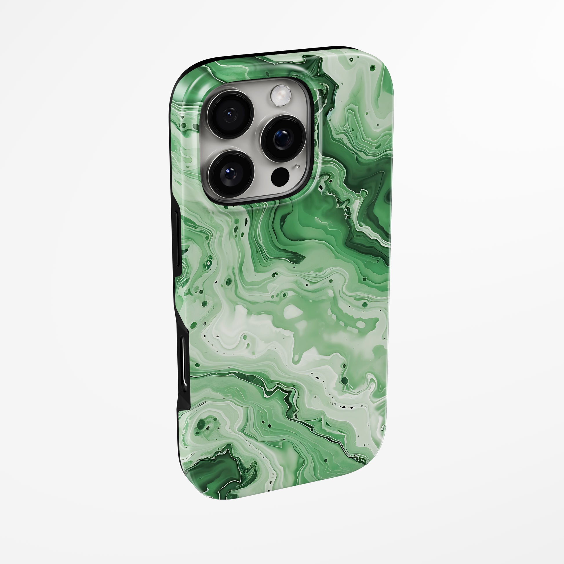 Side view of shell cover with design of  Evergreen Glow Magsafe Tough Iphone Case by Marivor