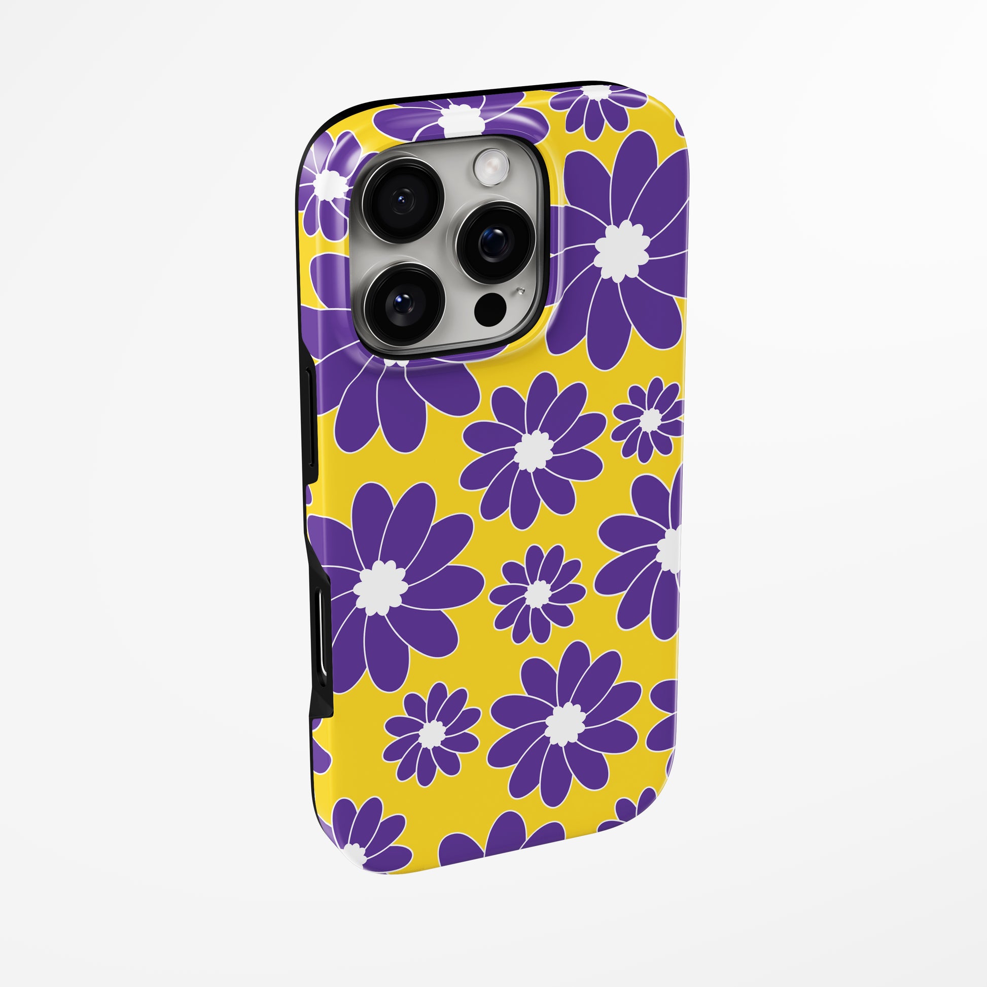 Side view of shell cover with design of  Flora Pop Magsafe Iphone Tough Case by Marivor