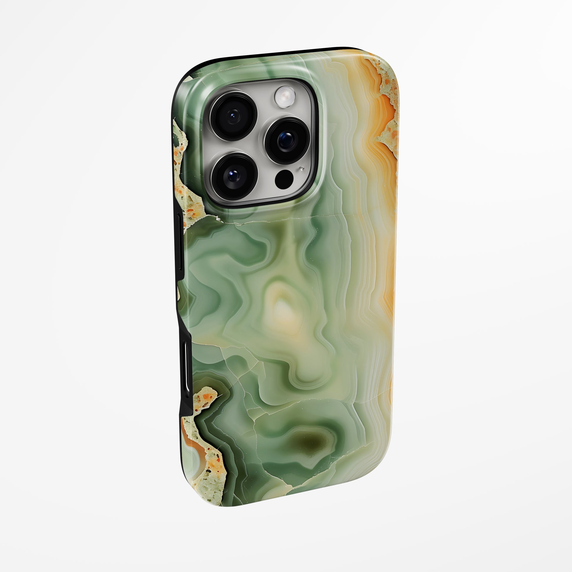 Side view of shell cover with design of  Forest Glow Magsafe Iphone Tough Case by Marivor