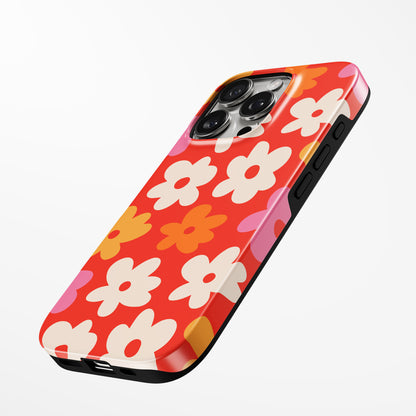 Charging port and volume up/down buttons with  Funky Flora Magsafe Iphone Tough Case by Marivor