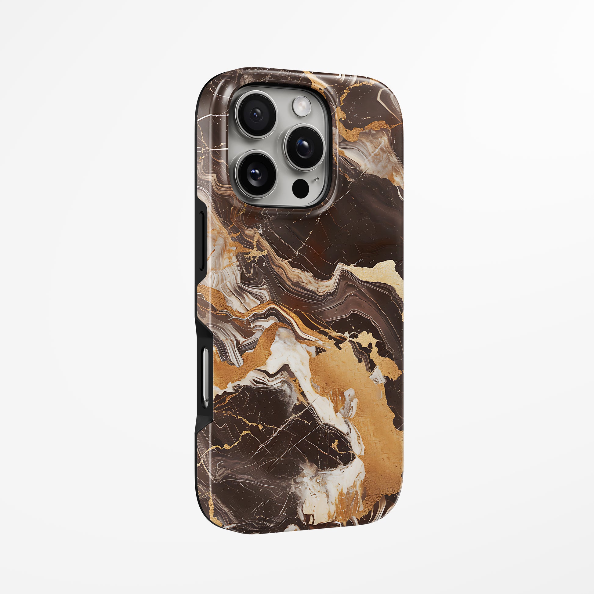 Unlock and capture buttons with  Golden Luxe Marble Iphone Tough Case by Marivor