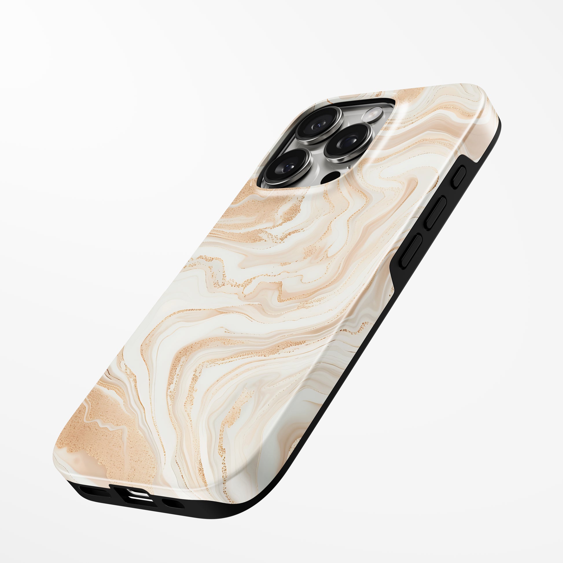Charging port and volume up/down buttons with  Golden Sandstone Flow Case by Marivor