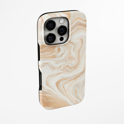 Side view of shell cover with design of  Golden Sandstone Flow Case by Marivor