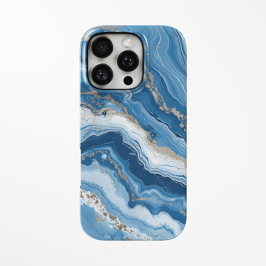 Front view of light-blue Golden Wave MagSafe iPhone Tough Case by Marivor