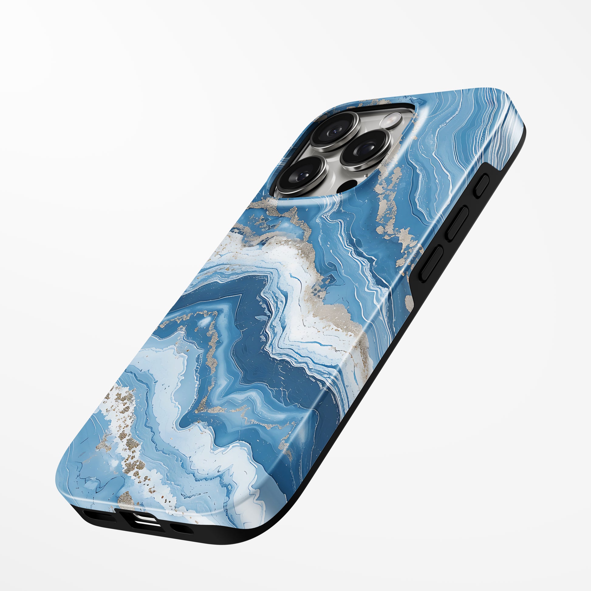 Charging port and volume up/down buttons with  Golden Wave Magsafe Iphone Tough Case by Marivor