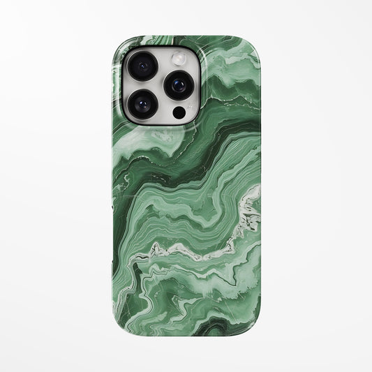 Front view of green Green Abyss MagSafe Tough iPhone Case by Marivor