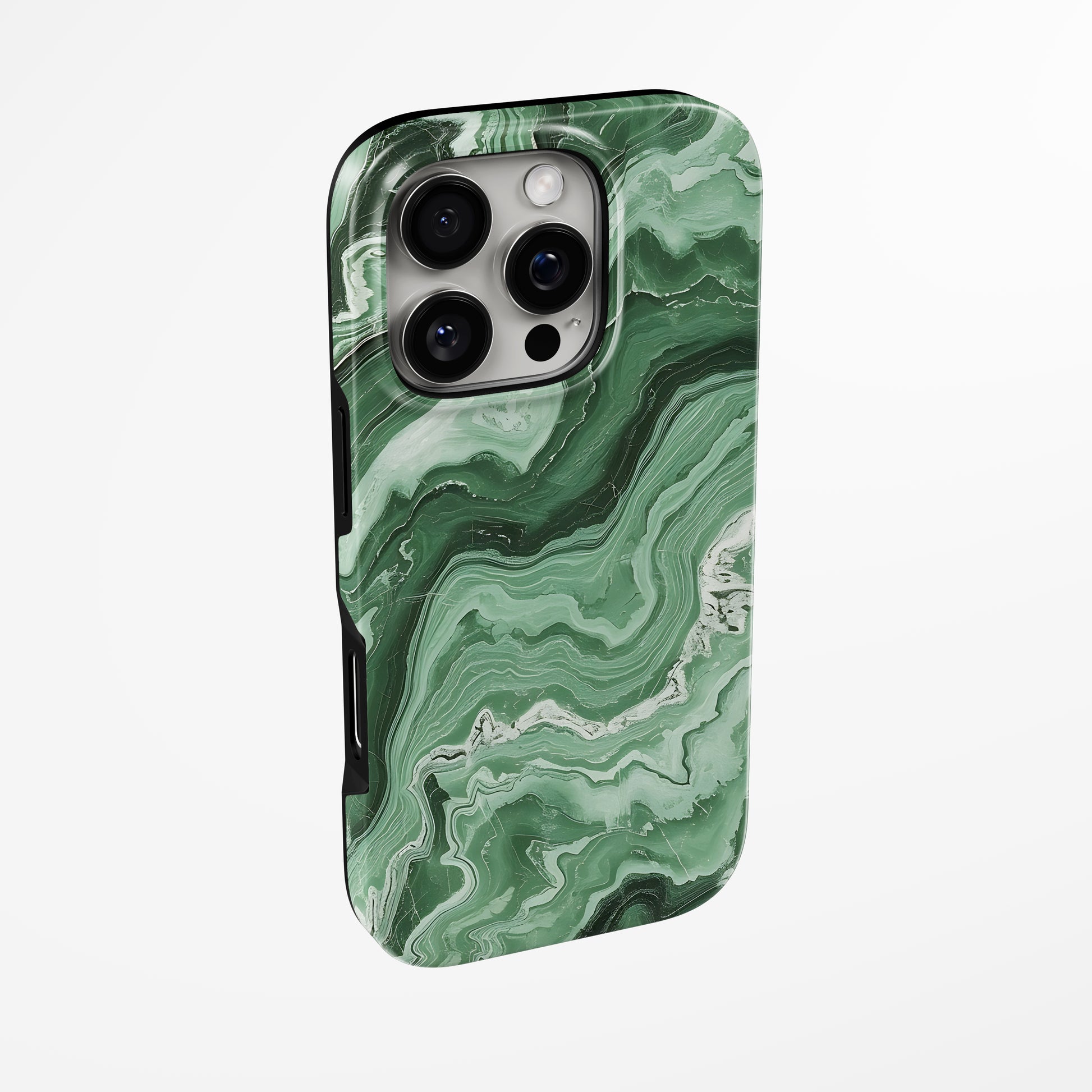 Side view of shell cover with design of  Green Abyss Magsafe Tough Iphone Case by Marivor