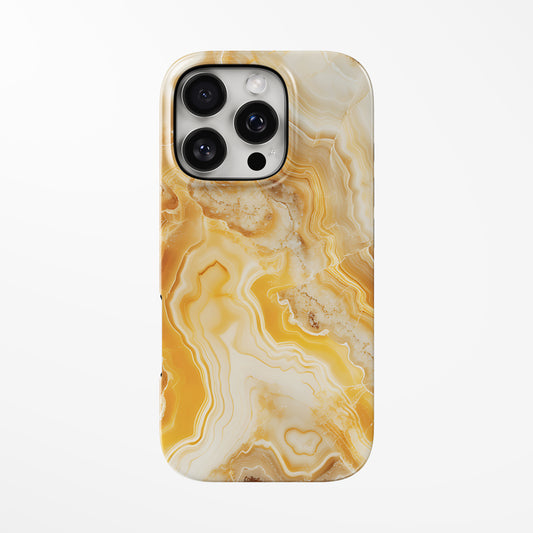 Front view of yellow Honey Flow MagSafe Tough iPhone Case by Marivor