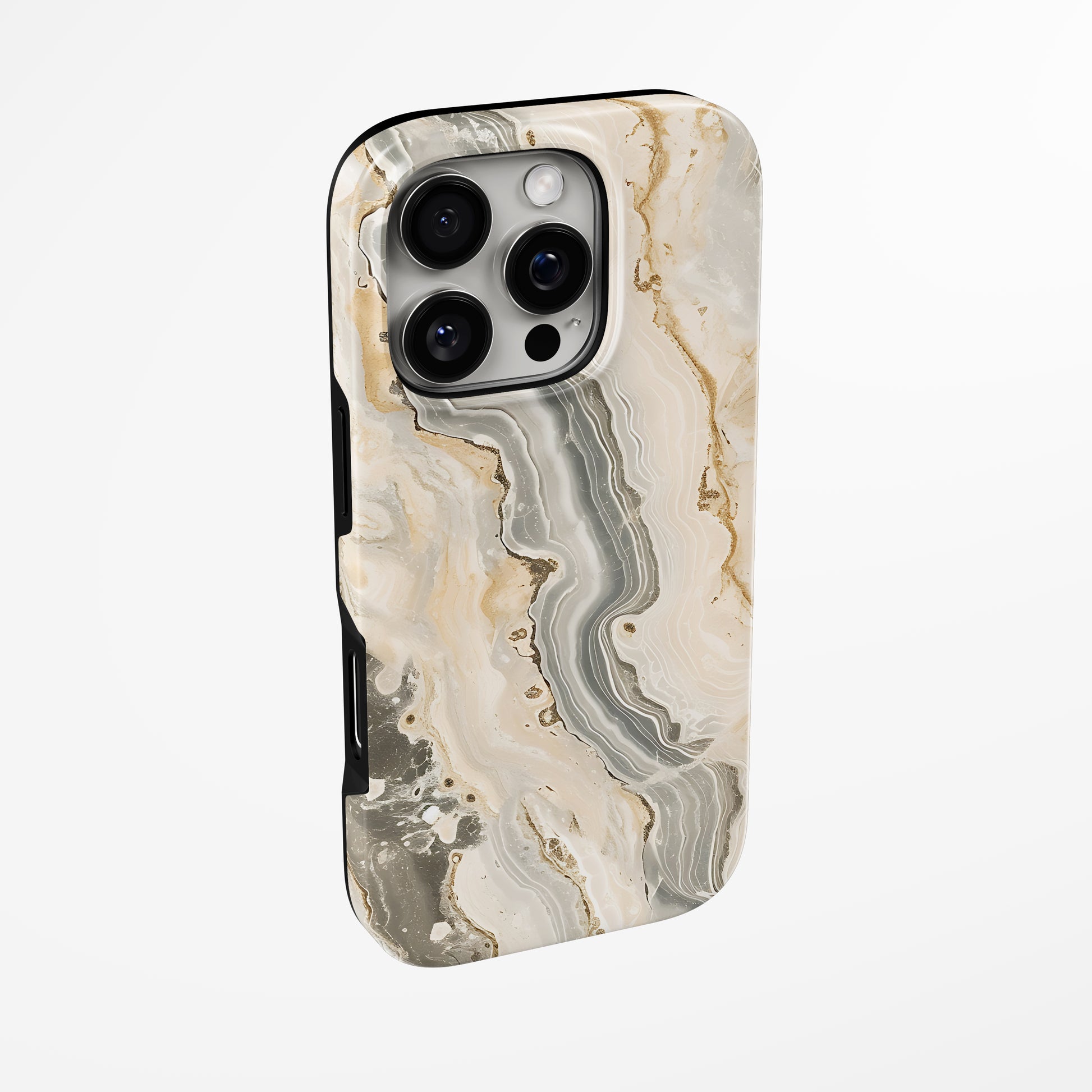 Charging port and volume up/down buttons with  Ivory Cascade Magsafe Iphone Tough Case by Marivor
