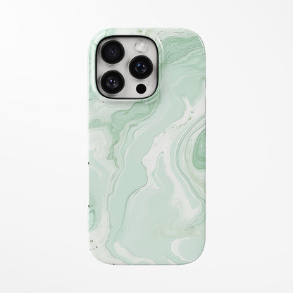 Front view of light-green Jade Mist MagSafe iPhone Tough Case by Marivor