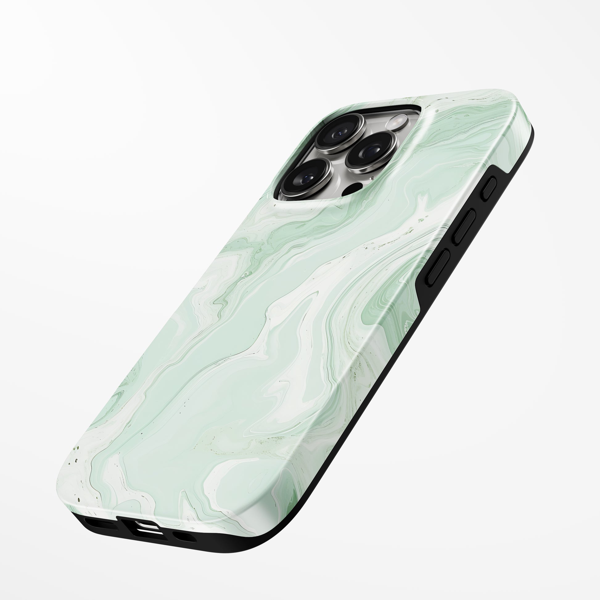 Side view of shell cover with design of  Jade Mist Magsafe Iphone Tough Case by Marivor