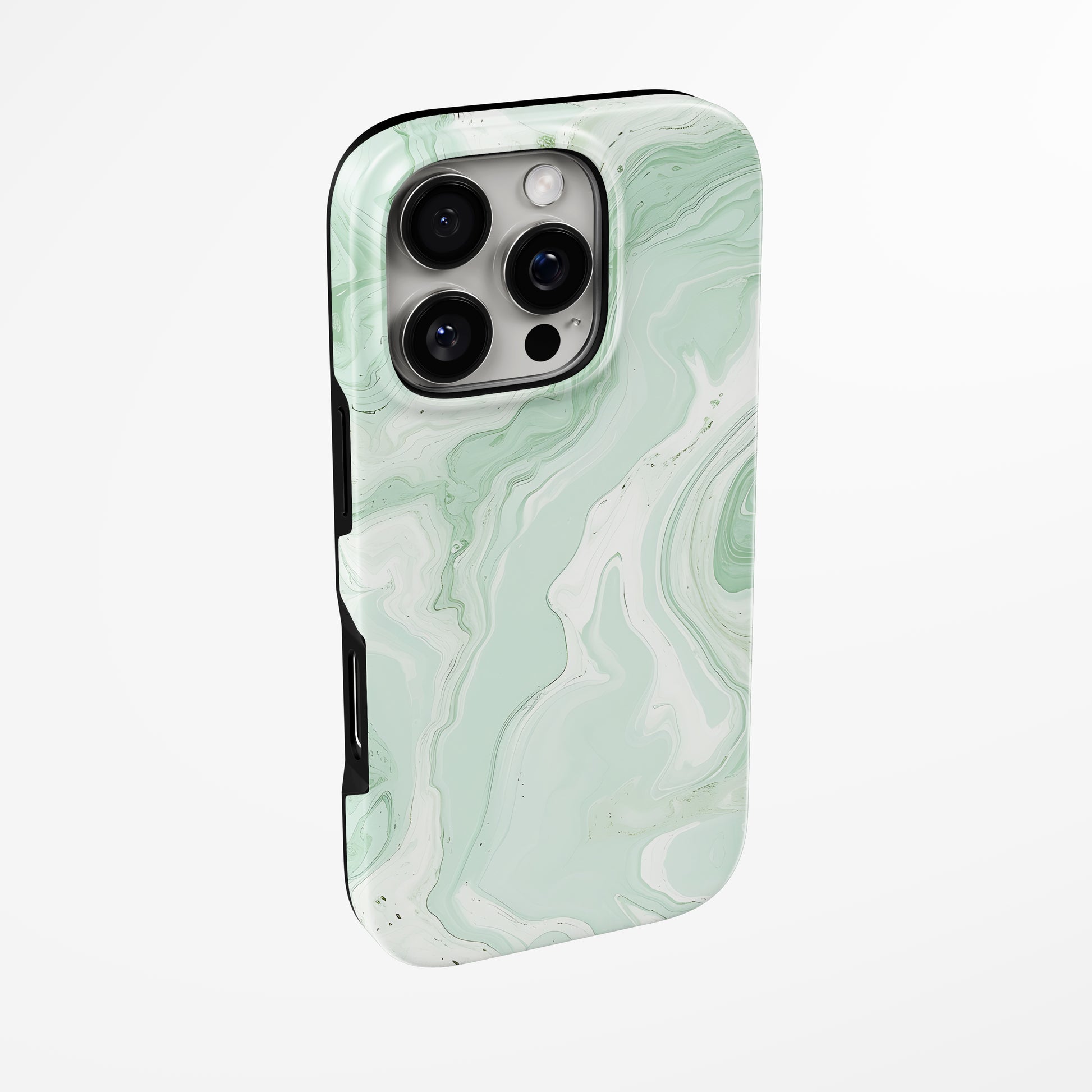 Charging port and volume up/down buttons with  Jade Mist Magsafe Iphone Tough Case by Marivor