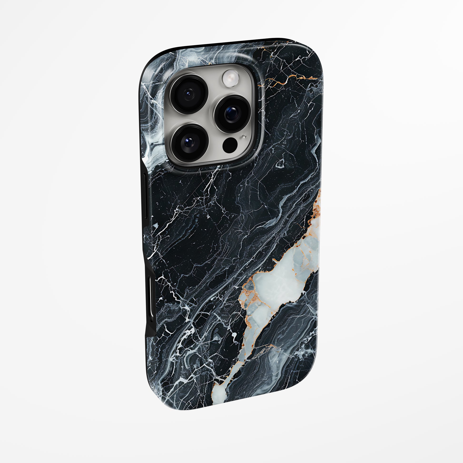 Side view of shell cover with design of  Lunar Gold Magsafe Iphone Tough Case by Marivor